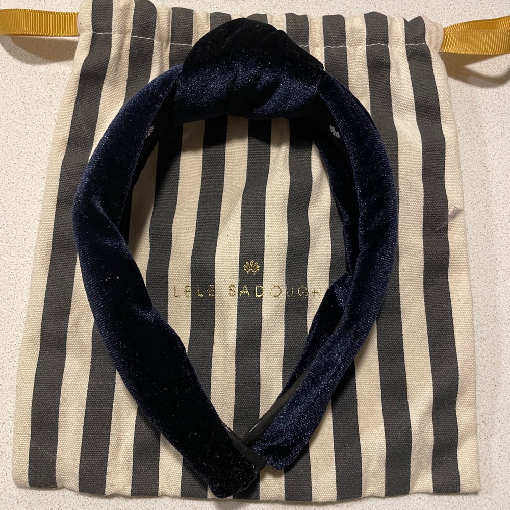 Lele Sadoughi Navy Velvet Headband